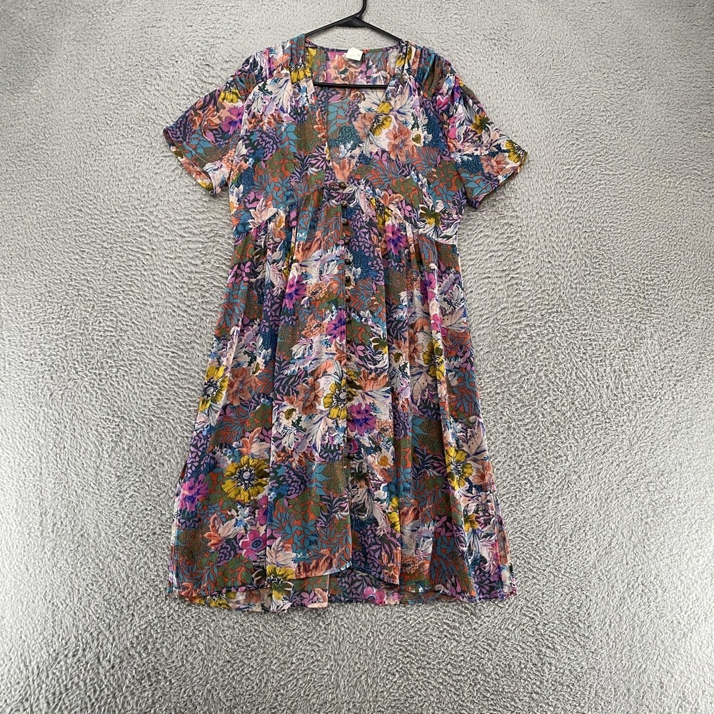 Akemi + Kin Dress Womens Small Sheer‎ Anthropologie Floral Babydoll Fit Flare